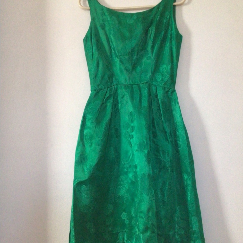 Vintage Kelly Green Silk Jacquard Dress☘️ - Picture 12 of 12